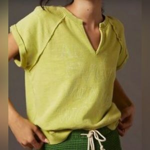 Anthropologie short sleeve yellow sweatshirt